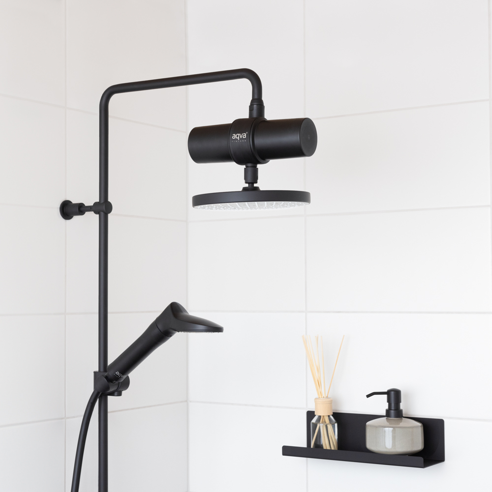 AQVA shower filter set, black. AQVA FRESH shower filter + shower head filter