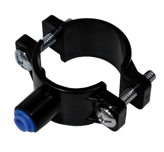 Drain clamp for reverse osmosis purifiers. For 40mm drain pipe and 1/4 inch tube.