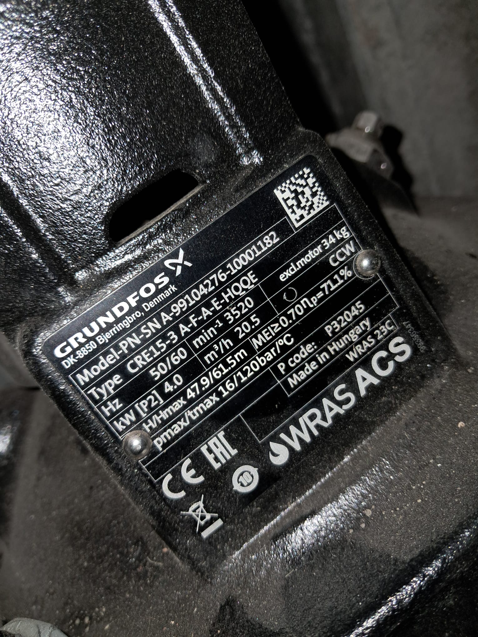 Grundfos CRE 15-3 N-F-A-E-HQQE without sales packaging, demonstration pump
